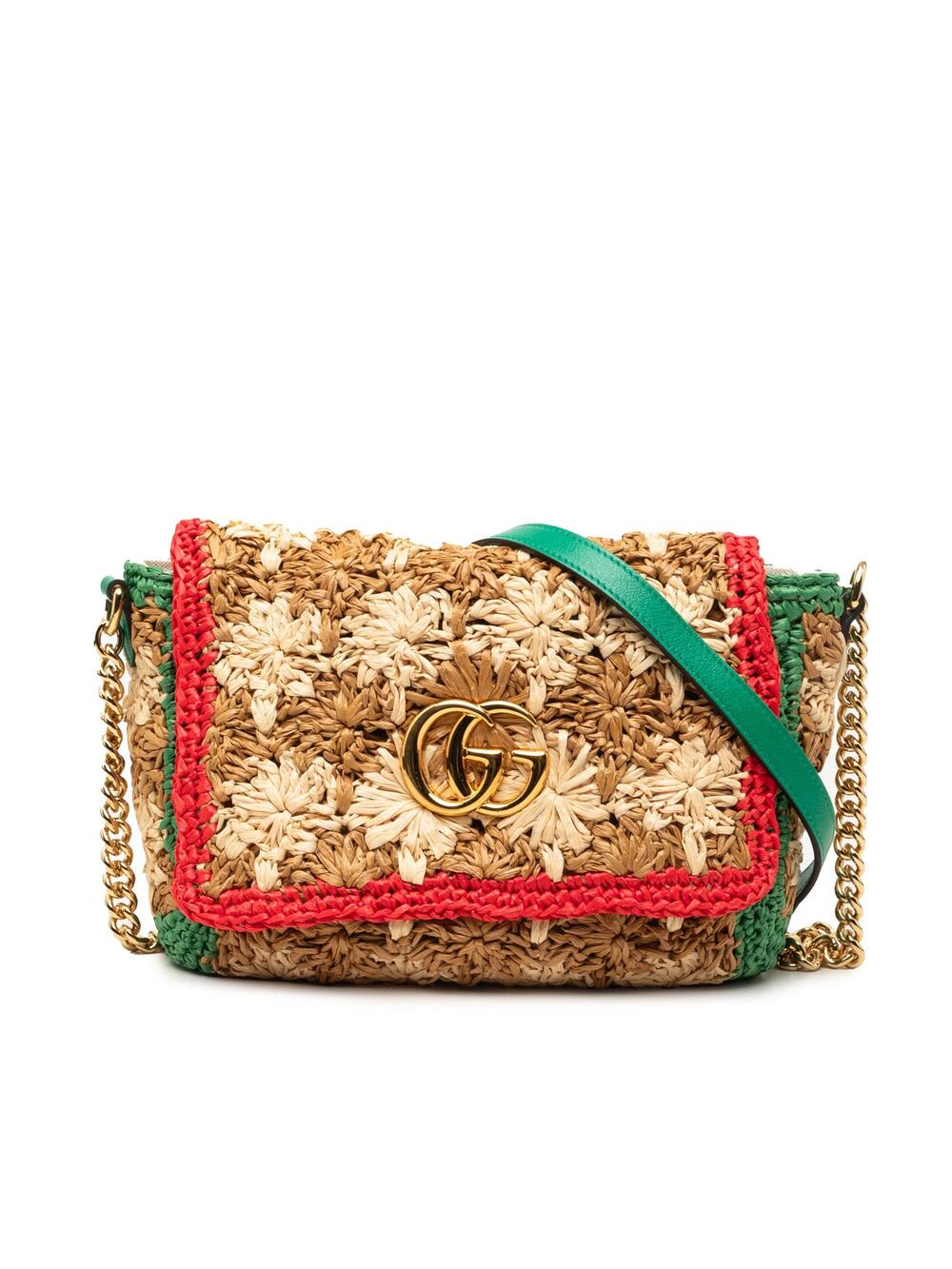 Gucci Gg Marmont Flap Bag Raffia Small #350065G10B